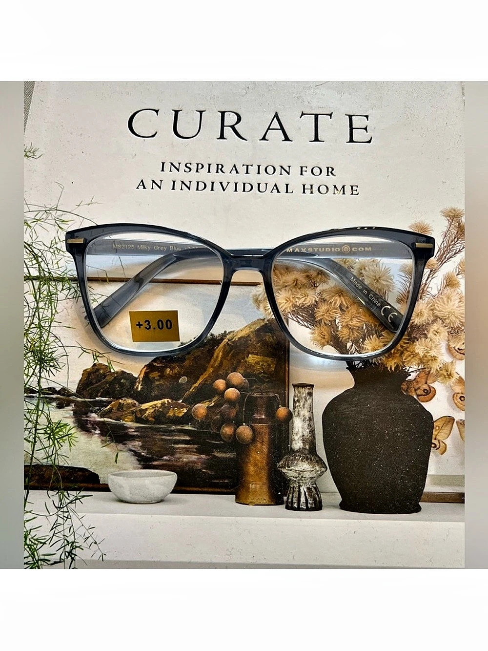 Max Studio Milky Grey Blue Stylish Reading Glasses
